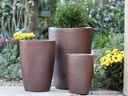 SLIM ROUND PLANTER, ORGANIC CLAY, SET OF 3 - 16.0" X 24.0", 14.0" X 18.5", 11.0 X 15.0"