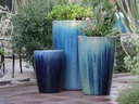 SLIM X-LARGE PLANTER, CRYSTAL BLUE, SET OF 3- 20.5"x32.5", 16.5"x25.5",  13.0"X17.5"
