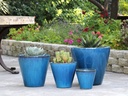 TAPERED CYLINDRICAL PLANTER, FALLING AQUA, SET OF 4 - 19.0" X 19.0", 15.5" X 15.5", 11.5" X 11.5", 9.0" X 9.0"