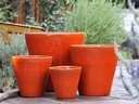 TAPERED CYLINDRICAL PLANTER, ORANGE, SET OF 4 - 19.0" X 19.0", 15.5" X 15.5", 11.5" X 11.5", 9.0" X 9.0"