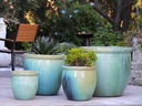 LARGE NO DECOR PLANTER, CRYSTAL GREEN, SET OF 4 - 24.0" X 22.0", 19.0" X 19.0", 15.5" X 15.0", 12.0" X 12.0"