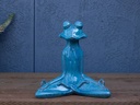 MEDITATION FROG, FALLING AQUA 14.5"X9.0"X15.0"