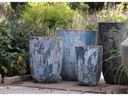 MILANO TALL BARREL PLANTER, AEGEAN SEA, SET OF 4 -23.0"X26.5", 18.5" X 23.0", 14.5" X 19.0", 11.0" X 17.0"