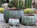 PUMPKIN PLANTER, VERDIGRIS, SET OF 3- 16.5"X14.0", 12.5"X10.5", 8.5"X6.5"