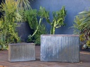 BRUSH COMB MID HEIGHT RECTANGULAR PLANTER, AEGEAN SEA, SET OF 2- 30.0"X11.0"X20.5", 20.0"X8.0"X13.0"