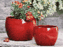 LAGUNA DRUM PLANTER, CHILI RED, SET OF 3 - 16.5" X 12.0", 12.0" X 9.0", 8.5" X 6.0"