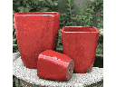 LAGUNA SQUARE PLANTER, CHILI RED, SET OF 3- 11.0"x13.0", 9.0"x11.0" , 6.5"x8.0"