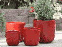 LAGUNA BUCKET PLANTER, CHILI RED, SET OF 4- 14.5" X 14.5", 12.0" X 12.0", 10.5" X 10.5", 8.5" X 8.5"