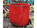 LAGUNA BUCKET PLANTER, TROPICAL RED, SET OF 4- 14.5" X 14.5", 12.0" X 12.0", 10.5" X 10.5", 8.5" X 8.5"