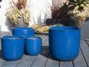GOOD EARTH BUCKET PLANTER, FALLING BLUE, SET OF 4 -14.5"x14.5", 12.0"x12.0", 11.0"x11.0", 8.5"x8.5"