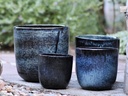 GOOD EARTH BUCKET PLANTER, ICE BLUE, SET OF 4 -14.5"x14.5", 12.0"x12.0", 11.0"x11.0", 8.5"x8.5"
