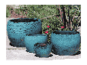 GOOD EARTH DRUM PLANTER, CARRIBEAN SEA, SET OF 4 -21.5"x15.0", 16.5"x12",13"x9.5",10"x7"