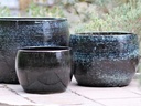GOOD EARTH DRUM PLANTER, ICE BLUE, SET OF 4 -21.5"x15.0", 16.5"x12",13"x9.5",10"x7"