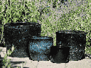 SUWANNEE PLANTER, ICE BLUE, SET OF 4 - 18.5"X16.0", 14.0"X13.5", 11.5"X10.0", 8.5"X7.5"
