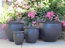 CLASSIC FISH BOWL PLANTER, ICED BLUE SET OF 5 -23"X18.5", 19"x16", 15"x15", 12"x12" ,8"x9"