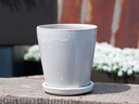 LILAC POT WITH ATTACHED SAUCER WHITE SPOT, SIZE A, 5.5"X6.0" (SOLD IN CASE OF 6)