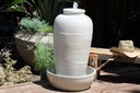 SONOMA JAR FOUNTAIN, VANILLA, JAR: 15.5"X35.5", BASE: 23.0" X 8.0"
