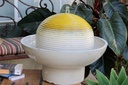 CAMBRIA SPHERE FOUNTAIN, EGG YOLK, SPHERE: 19.5", BASE: 26.5" X12"