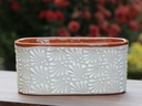 CANOE PLANTER, SMALL, 9.5"X5.5"X4.5", CHRYSANTHEMUM WHITE, SOLD IN CASE OF 4